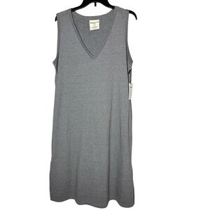 Mohnton Womens Textured Gray Sleeveless Midi Dress Sz L Minimalist‎ Coastal